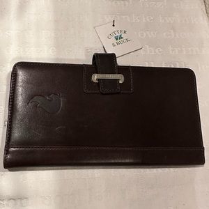 Cutter & Buck Mohogany Brown Leather Travel Walket Passport Organizer